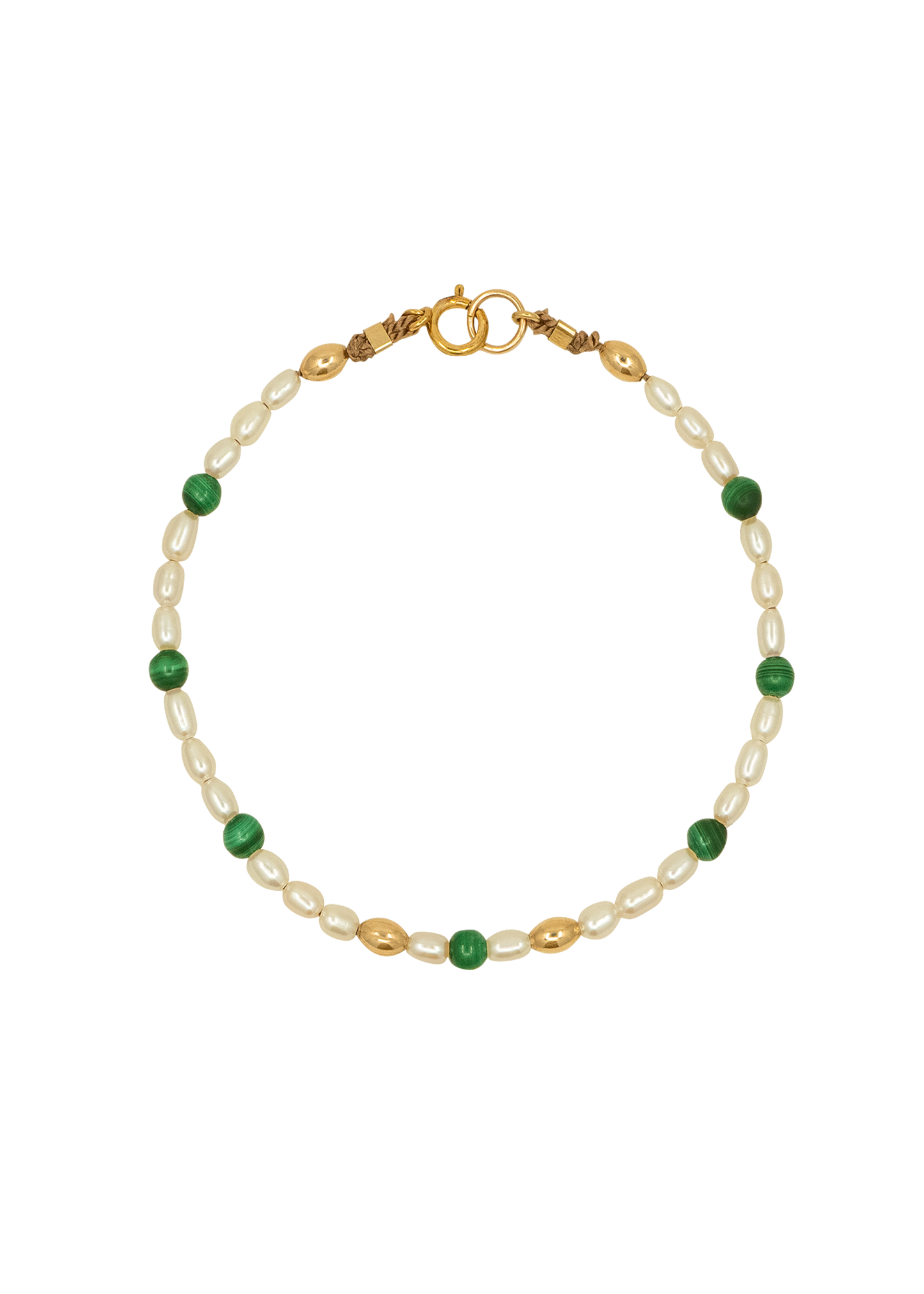 Rice Pearl Bracelet with Malachite