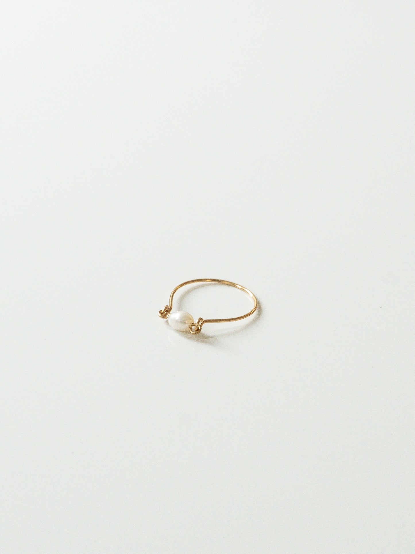 Dainty Gold-Filled Wire Ring with Freshwater Rice Pearl