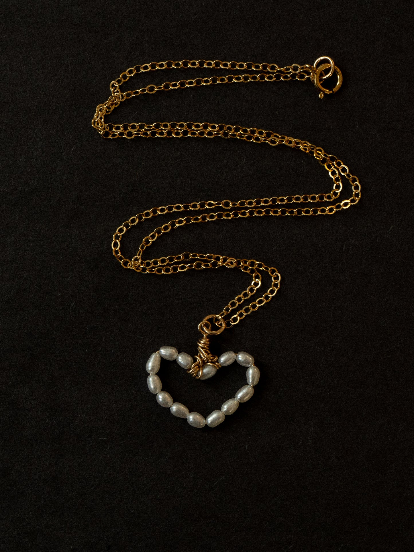 Dainty Freshwater Rice Pearl Heart Necklace