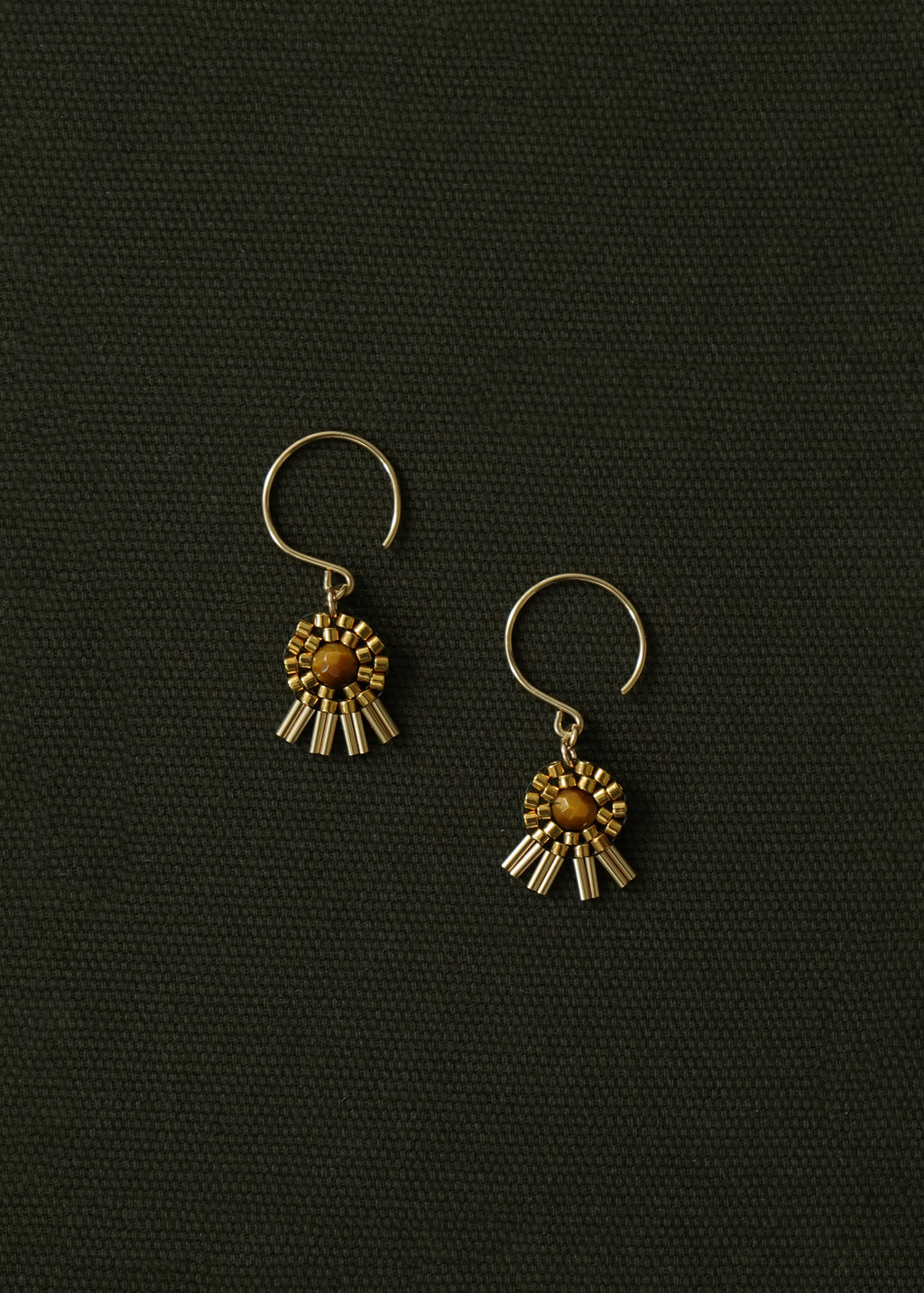 Araw Hoop Earrings in Gold and Tiger's Eye