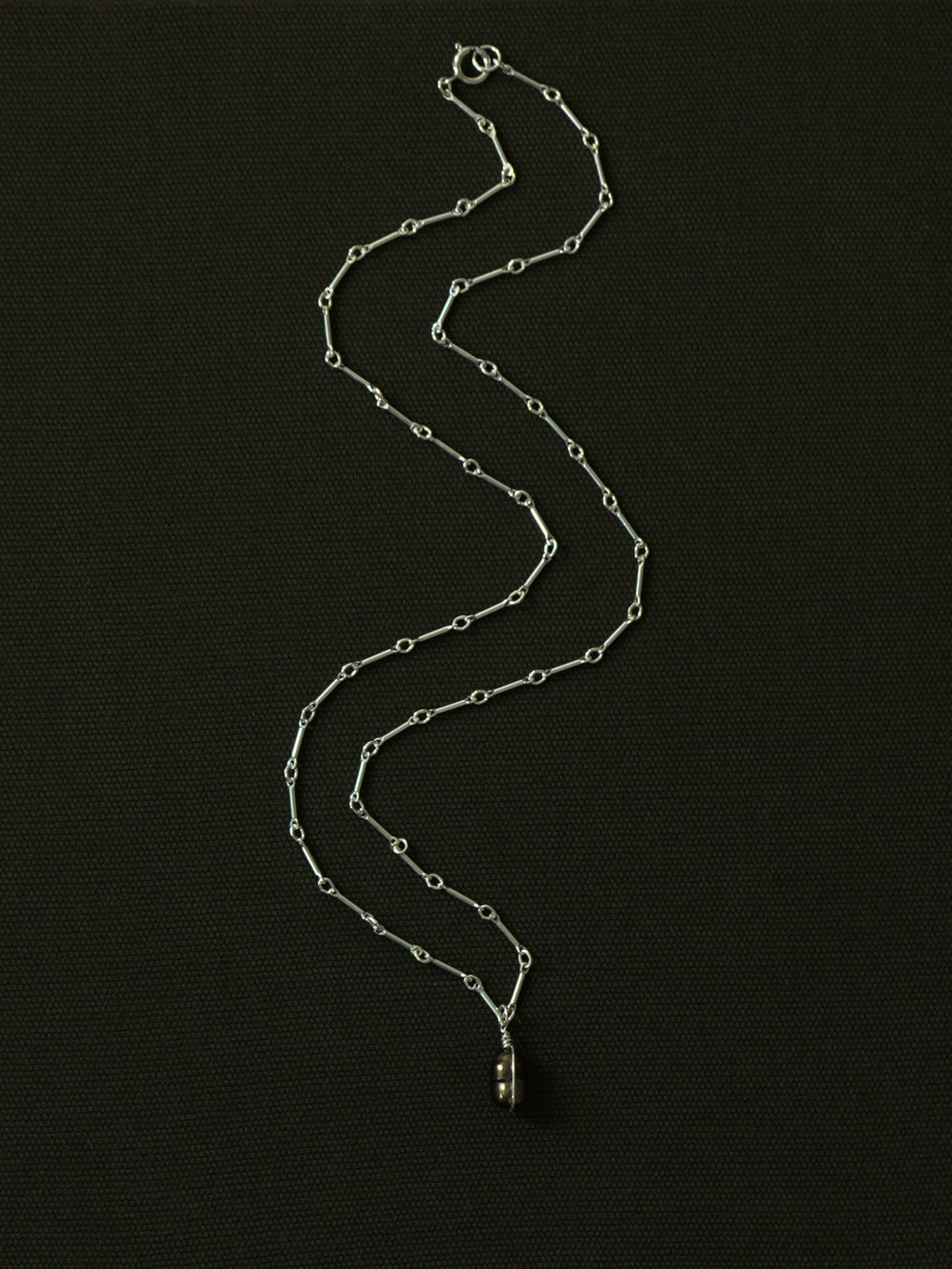 Dark Green Pearl Charm Necklace in Silver