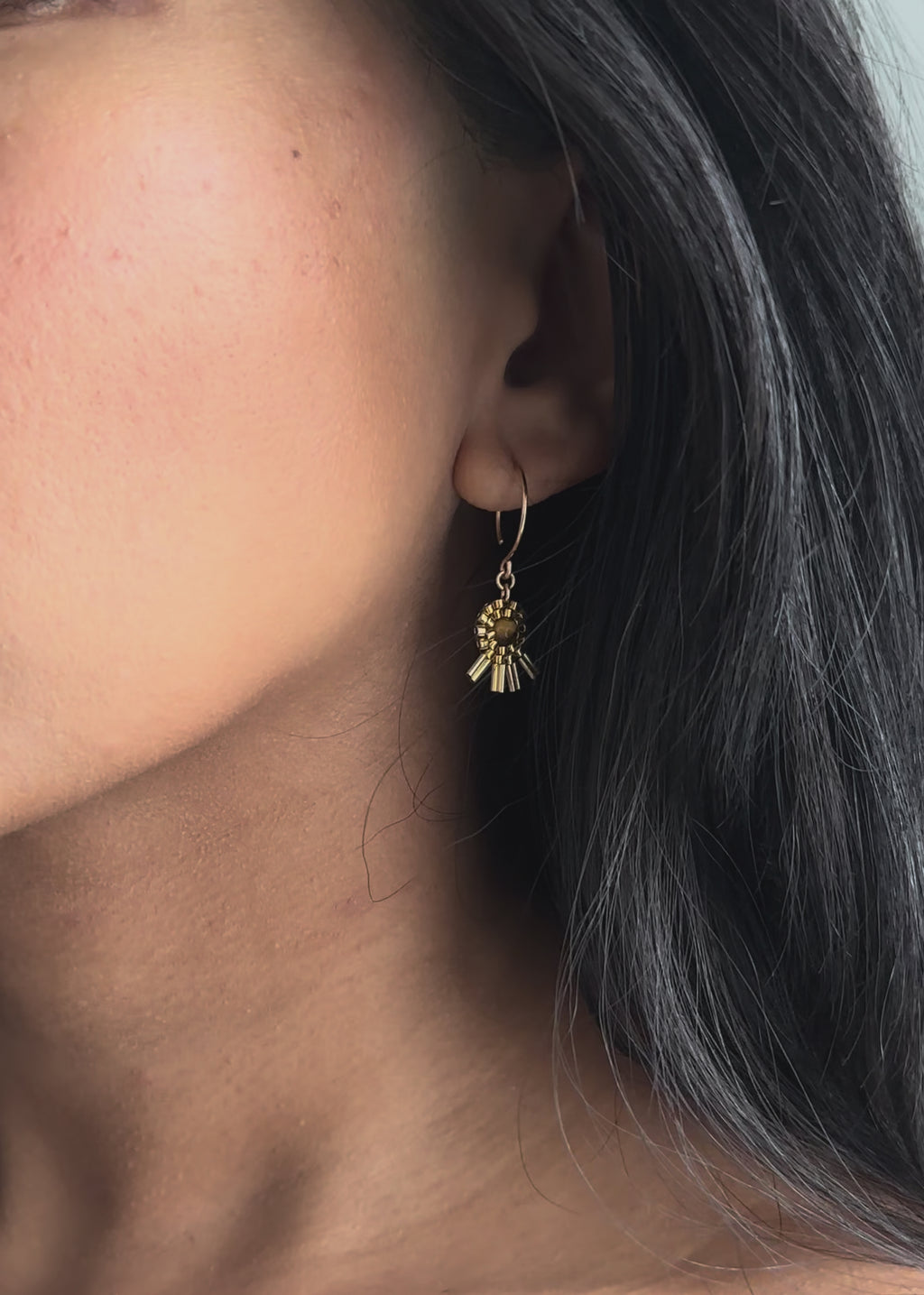 Araw Hoop Earrings in Gold and Tiger's Eye