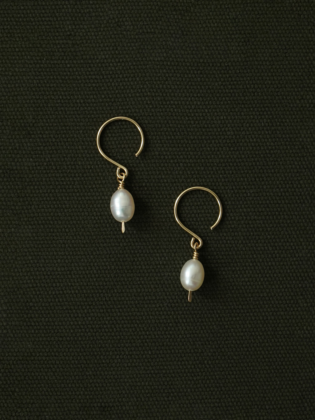White Pearl Drop Earrings in Gold