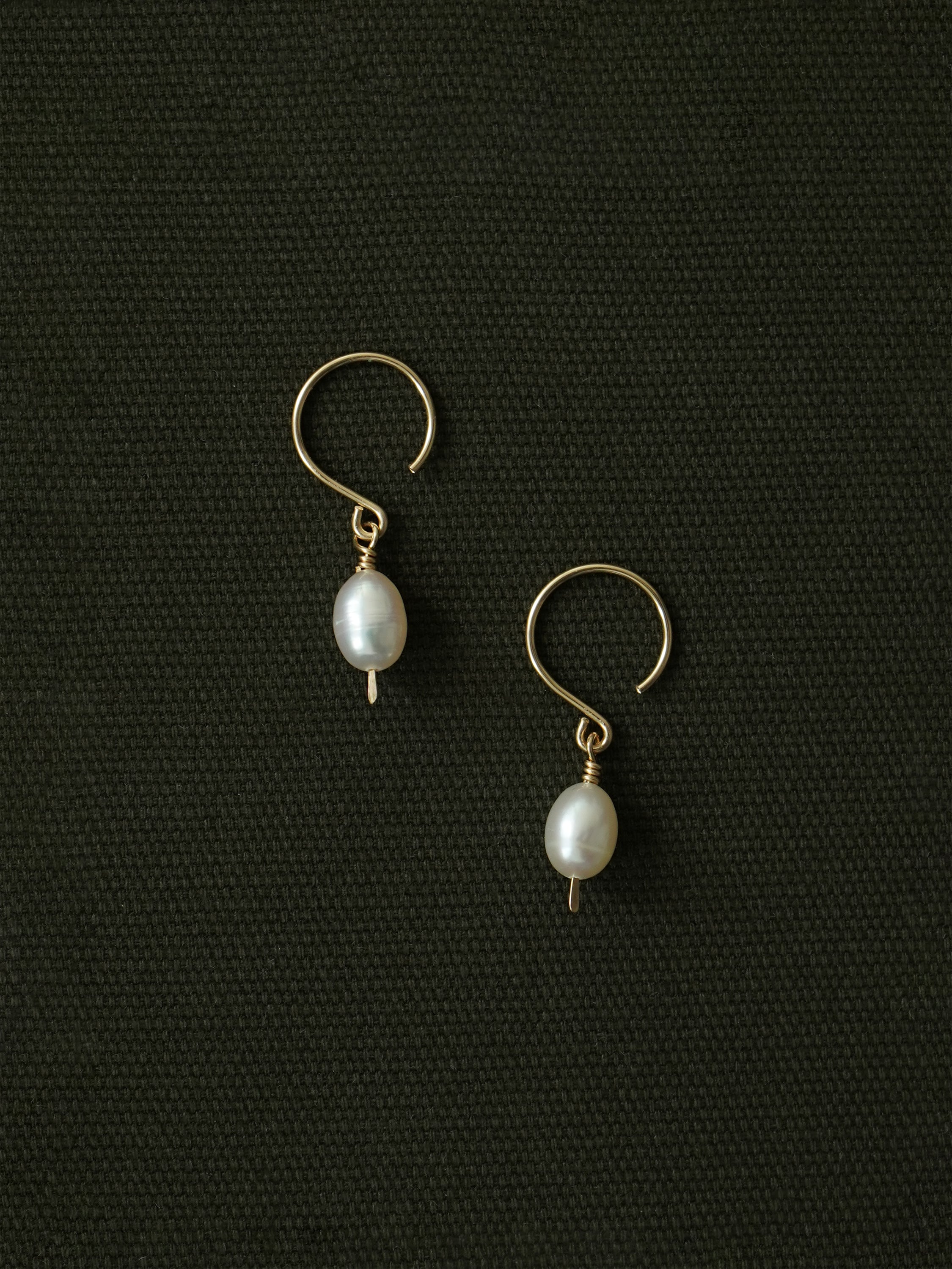 White Pearl Drop Earrings in Gold