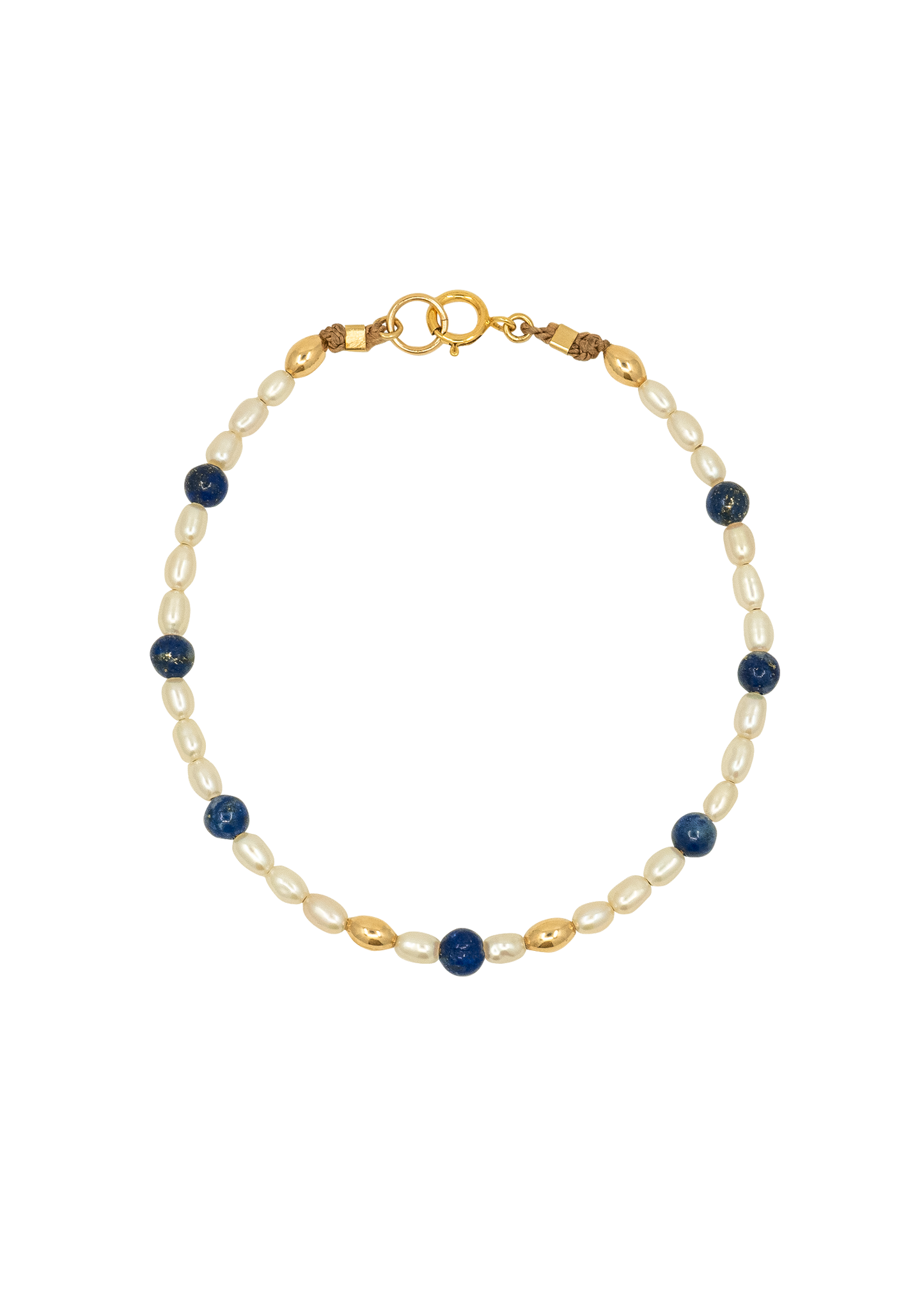 Rice Pearl Bracelet with Lapis Lazuli