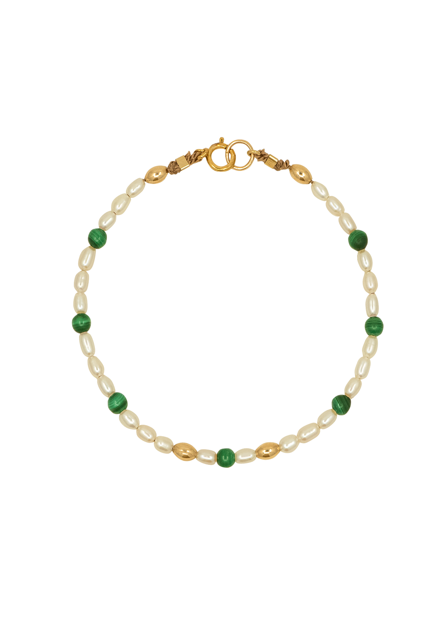 Rice Pearl Bracelet and Friendship Bracelet Set - Malachite